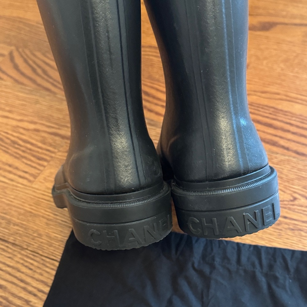 Authentic CHANEL Black Tall Rain Boots - Picture 5 of 10